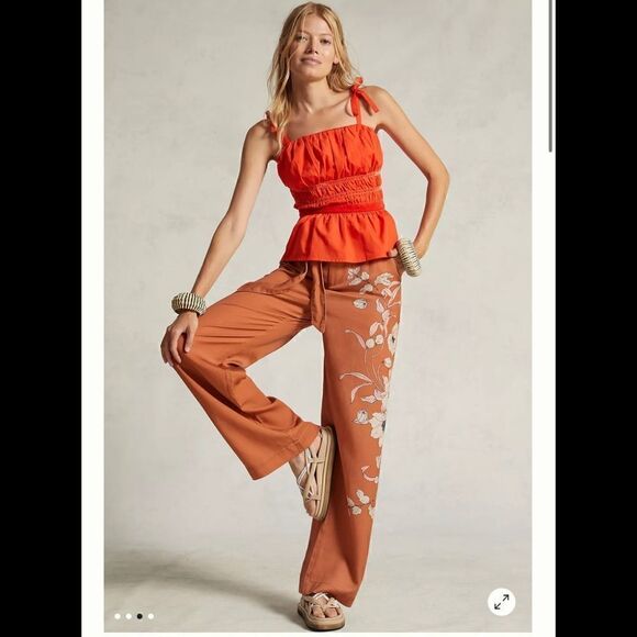 Anthropologie Tops - Anthropologie Maeve Smocked Orange Top